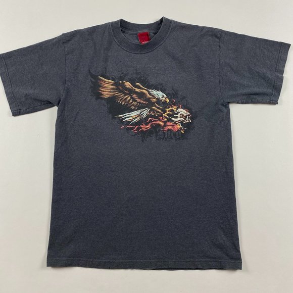 🔥🔥Vintage JNCO Eagle Skull Flame T Shirt Mens Medium Y/K rave skate JNCO JEANS - Picture 1 of 9